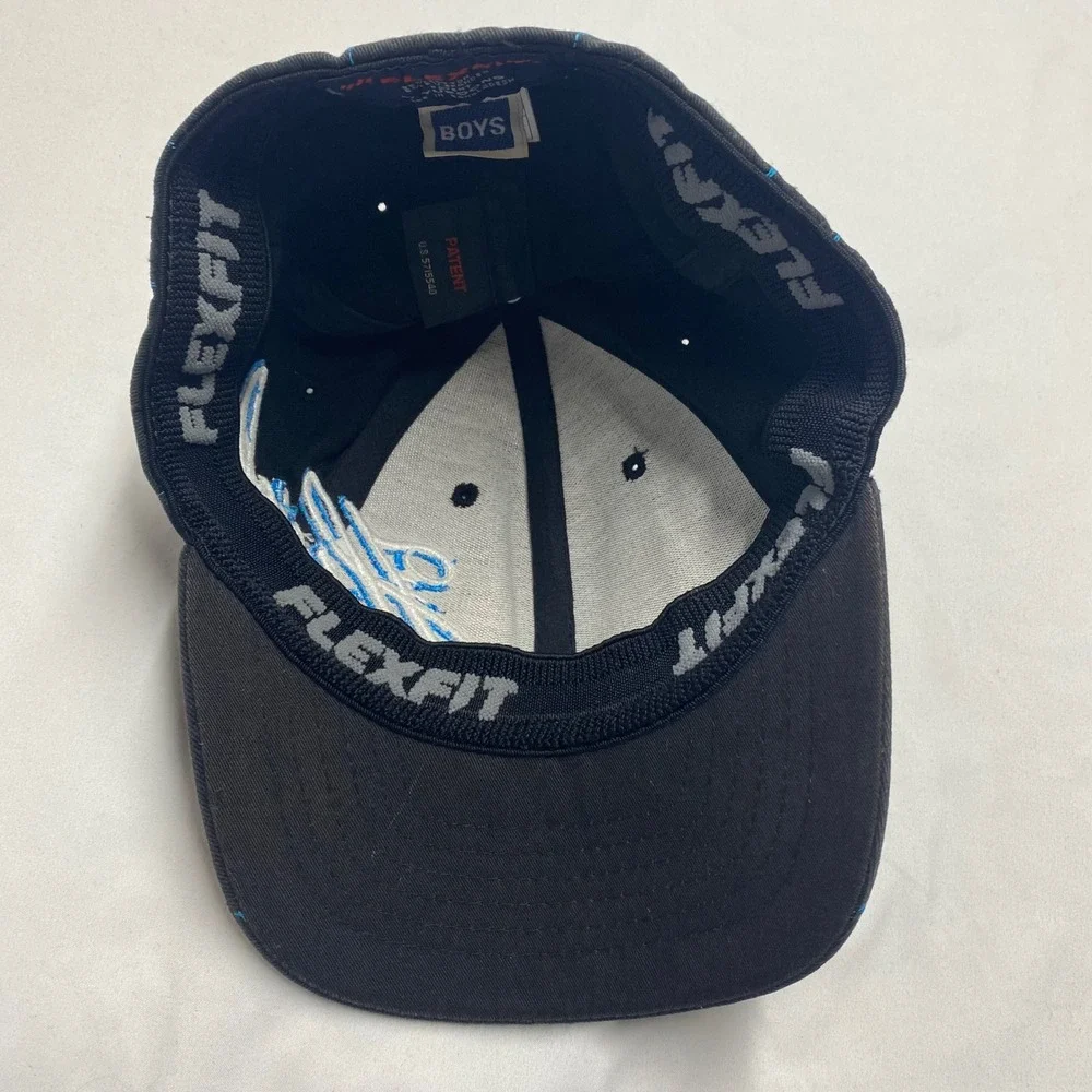 Hurley Boys Flexfit Hat Black Blue Paint Drip Script Logo BAFOENGH Skater Cap
